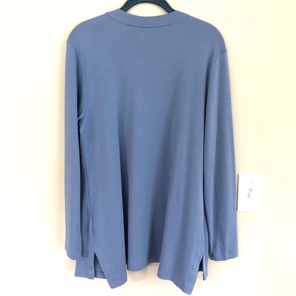 Isaac Mizrahi Live! Essentials Pima Cotton Knit Cardigan in Blue, Size M - Picture 9 of 12